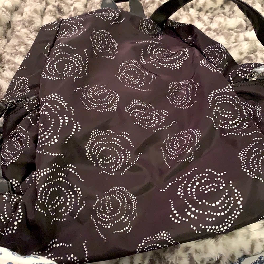 NWOT Fabletics Backpack Black Dotted Rose